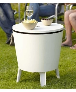 TAVOLINO PORTAGHIACCIO PORTATILE KETER "COOL BAR" BIANCO, 49,5X49,5X84,5 CM